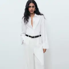 MANGO - Camisa Popelín Crop Mujer