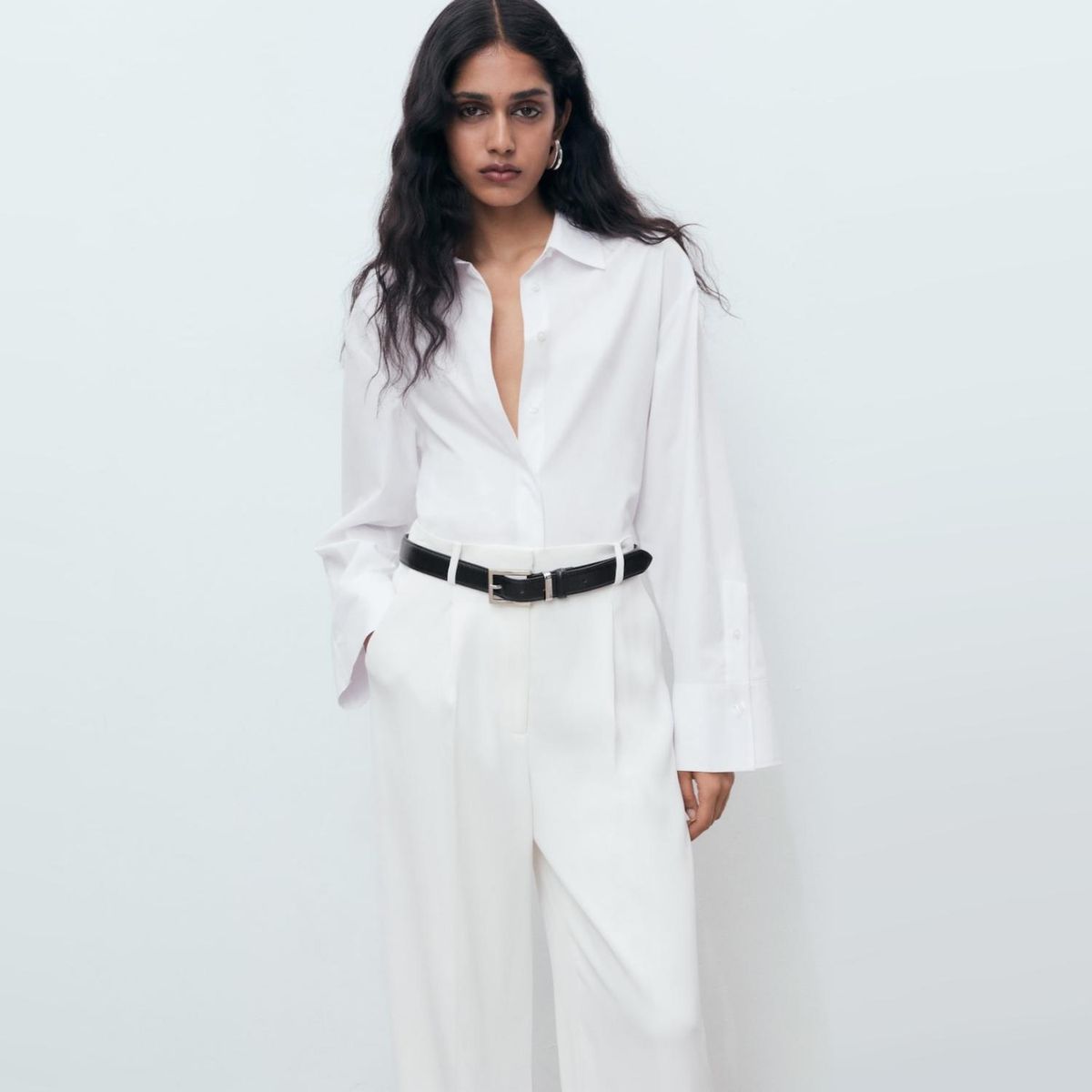 MANGO - Blusa Popelín Crop Mujer Mango