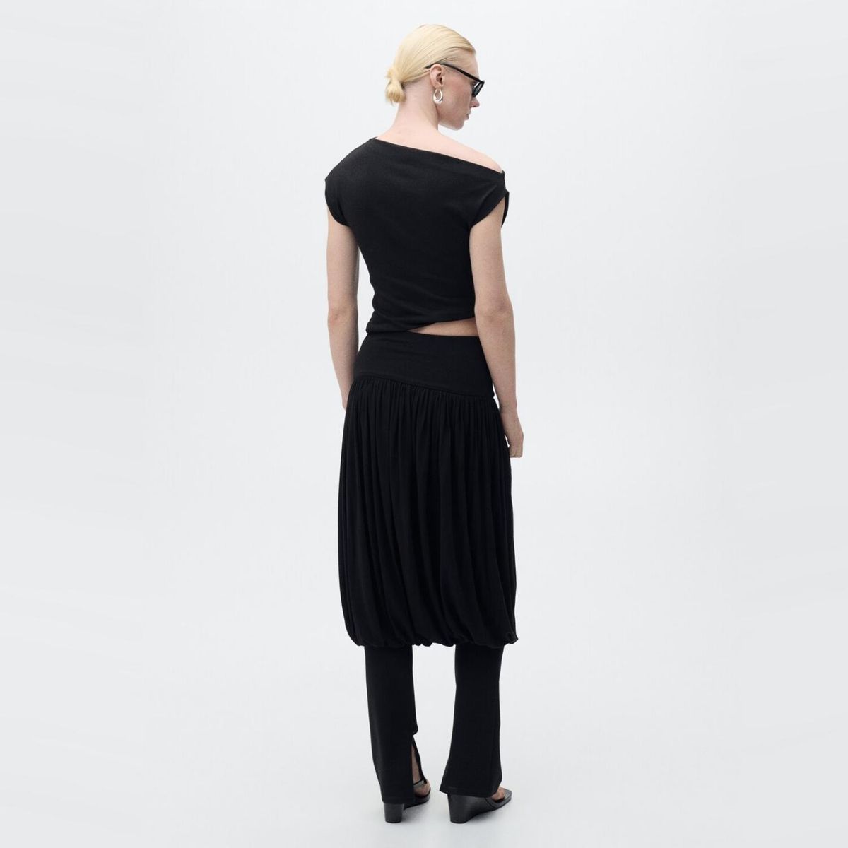 MANGO - Polera Algodón Cuello Asimétrico Mujer Mango