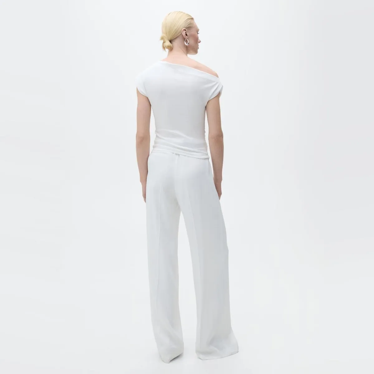 MANGO - Polera Algodón Cuello Asimétrico Mujer Mango