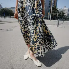 MANGO - Falda Algodón Animal Print Mujer