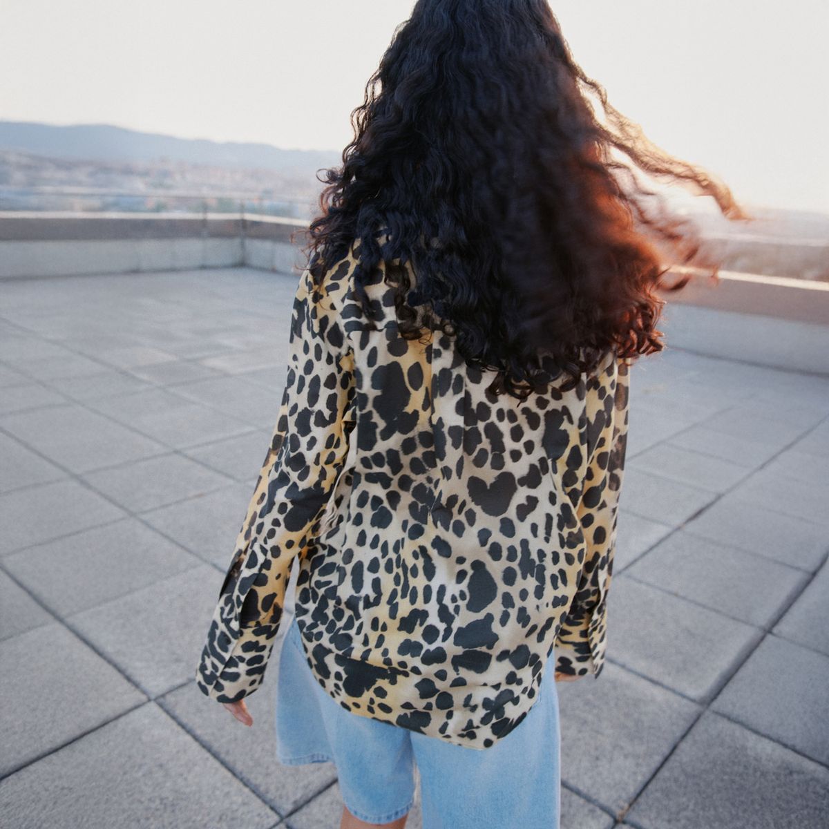 MANGO - Blusa Algodón Animal Print Mujer Mango