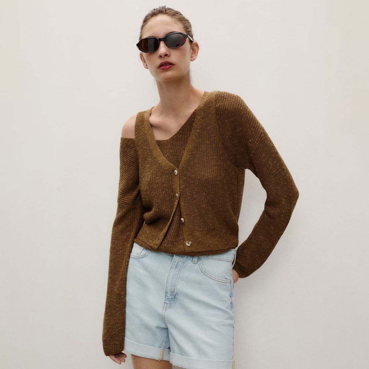 MANGO - Short Vaquero Mom-Fit Mujer Mango