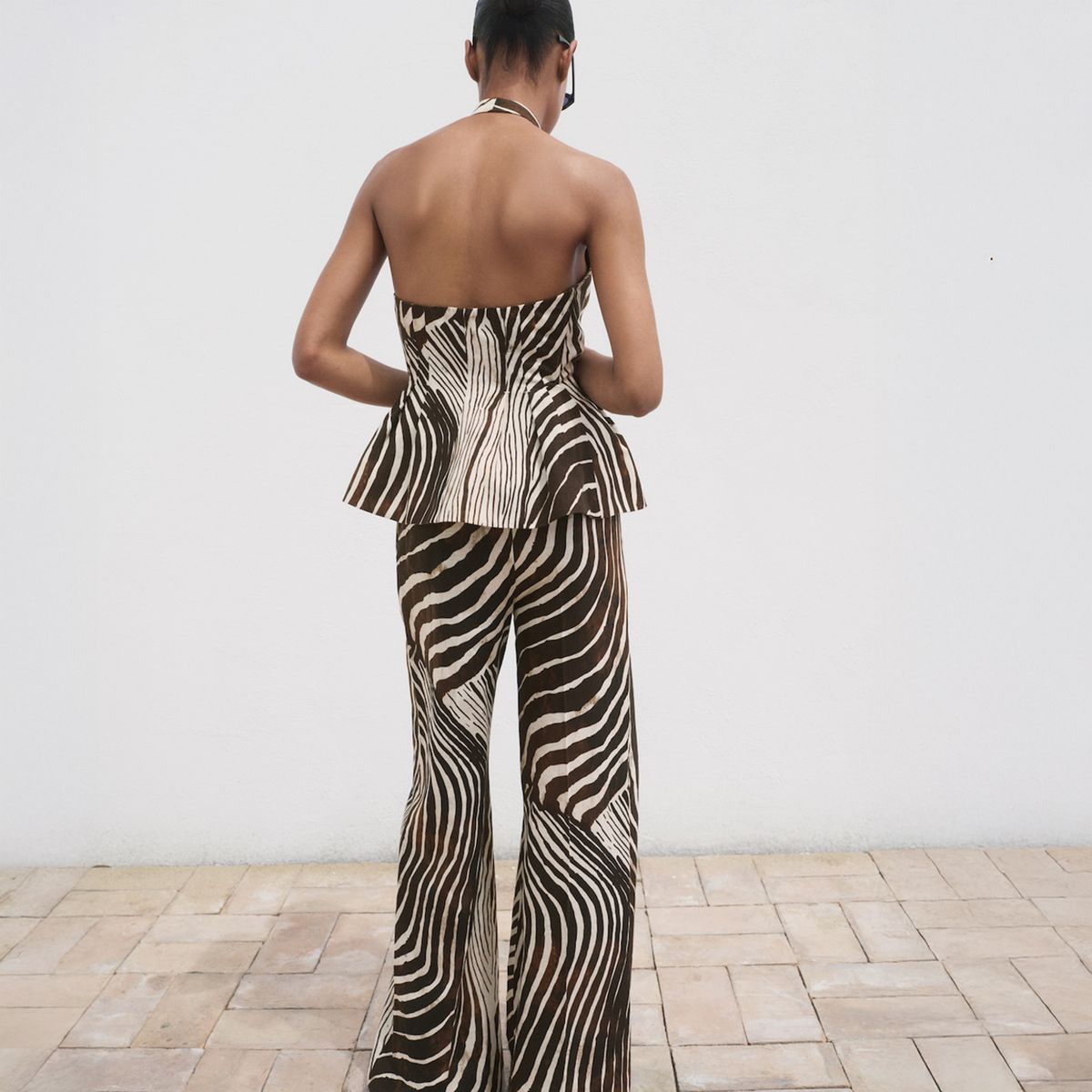 MANGO - Pantalón Lino Estampado Cebra Mujer Mango