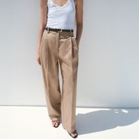 Pantalón Algodón Recto Pinzas Mujer