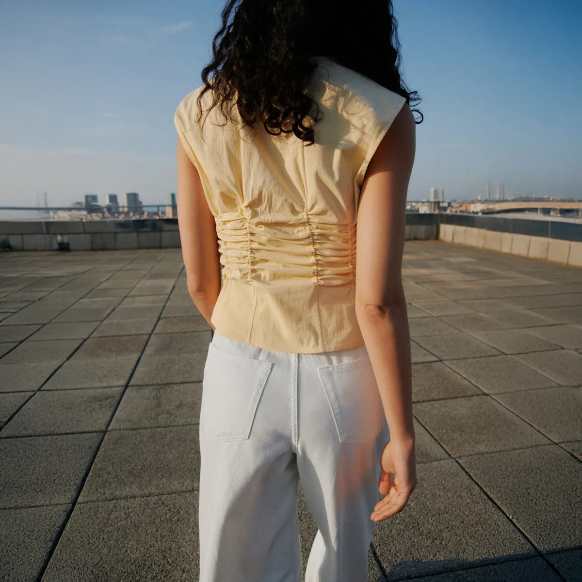 MANGO - Blusa Algodón Fruncidos Mujer Mango