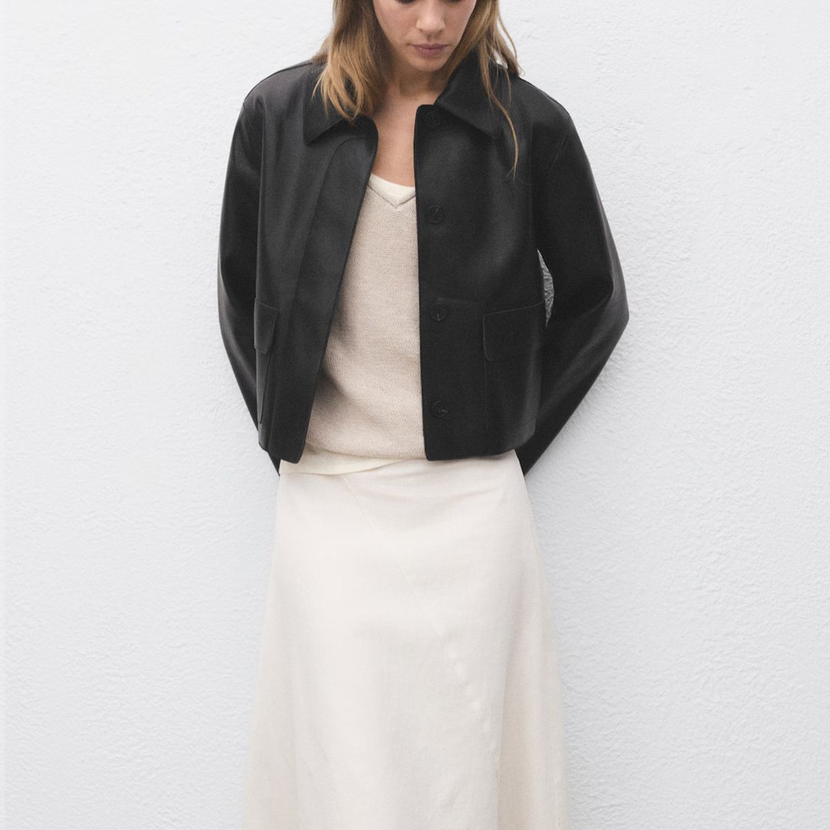 MANGO - Chaqueta Cuero Effect Mujer Mango