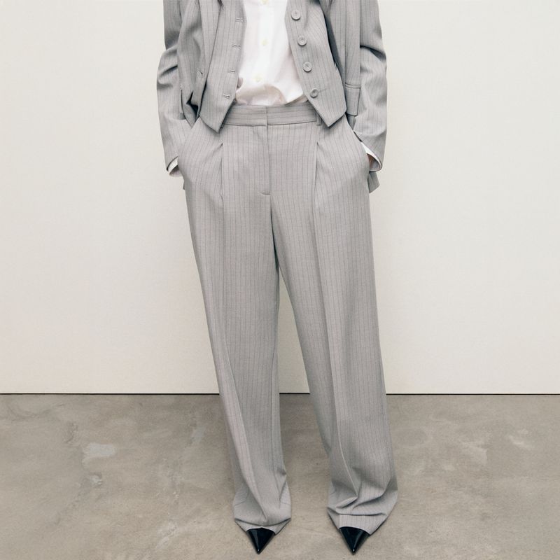 MANGO - Pantalón Traje Raya Diplomática Mujer Mango