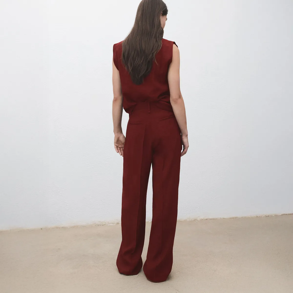 MANGO - Pantalón Recto Pinzas Mujer Mango