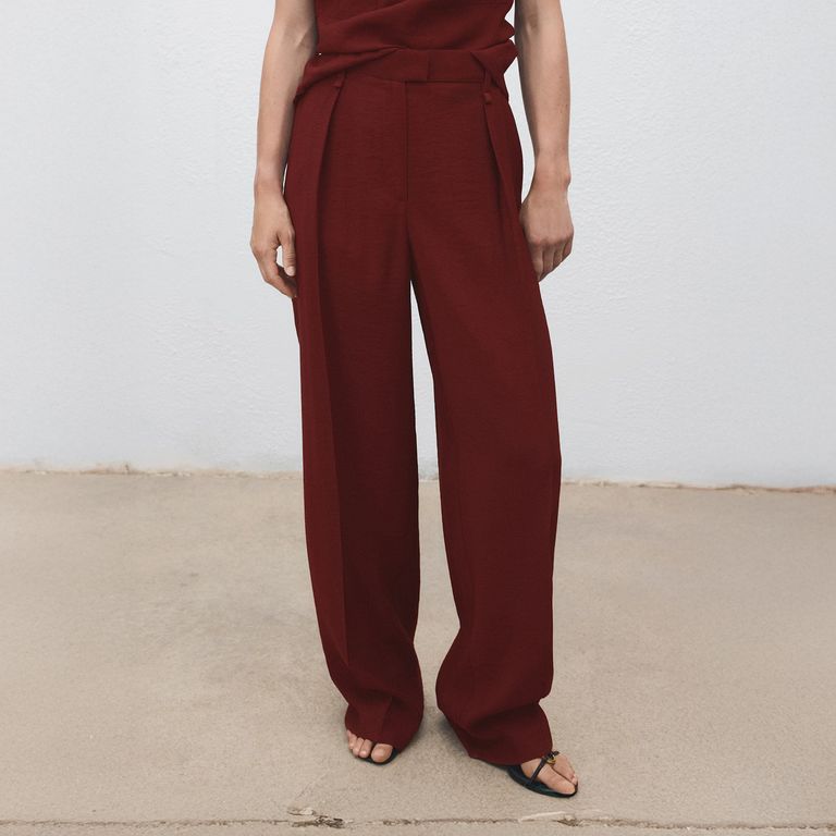 Pantalón Recto Pinzas Mujer