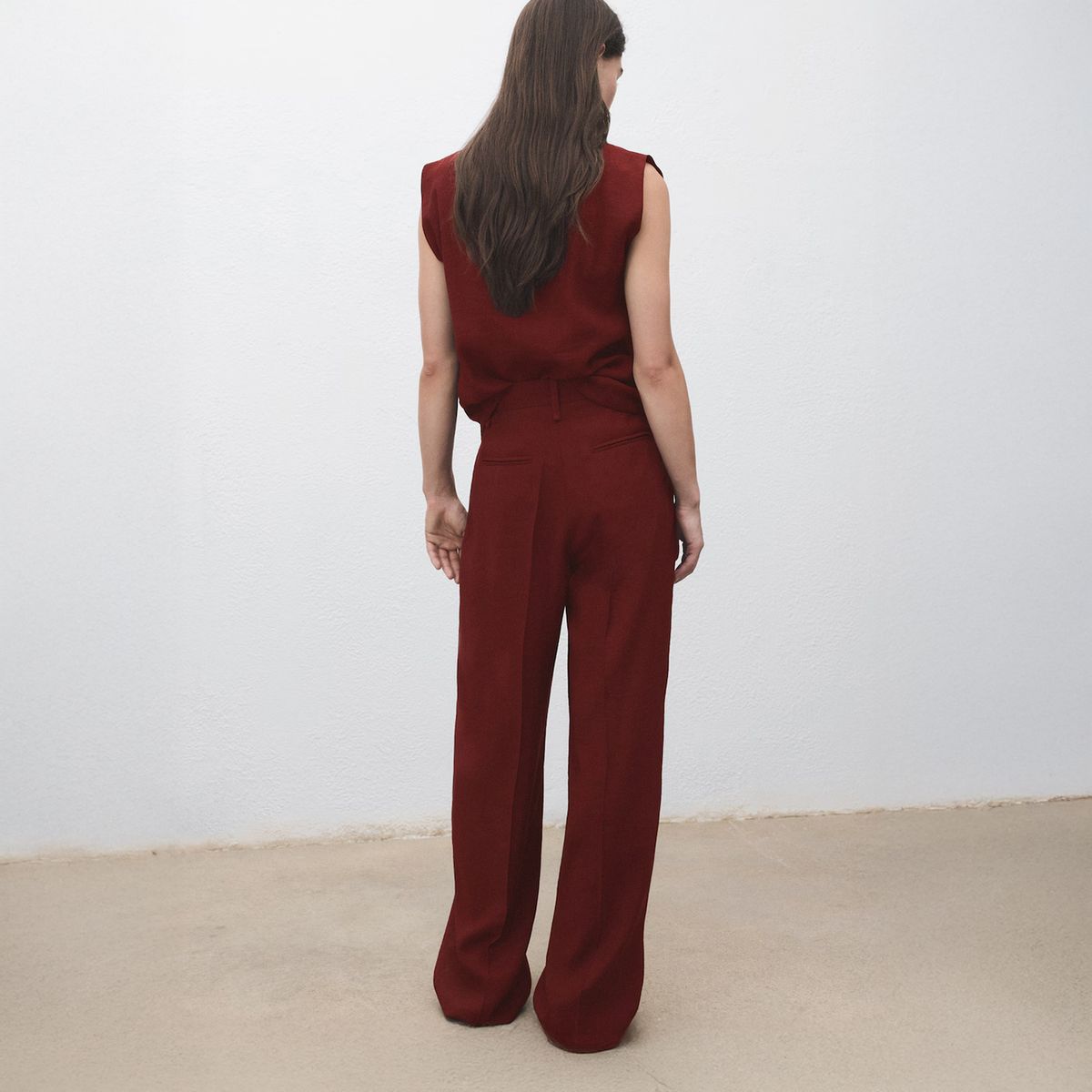 MANGO - Pantalón Recto Pinzas Mujer Mango