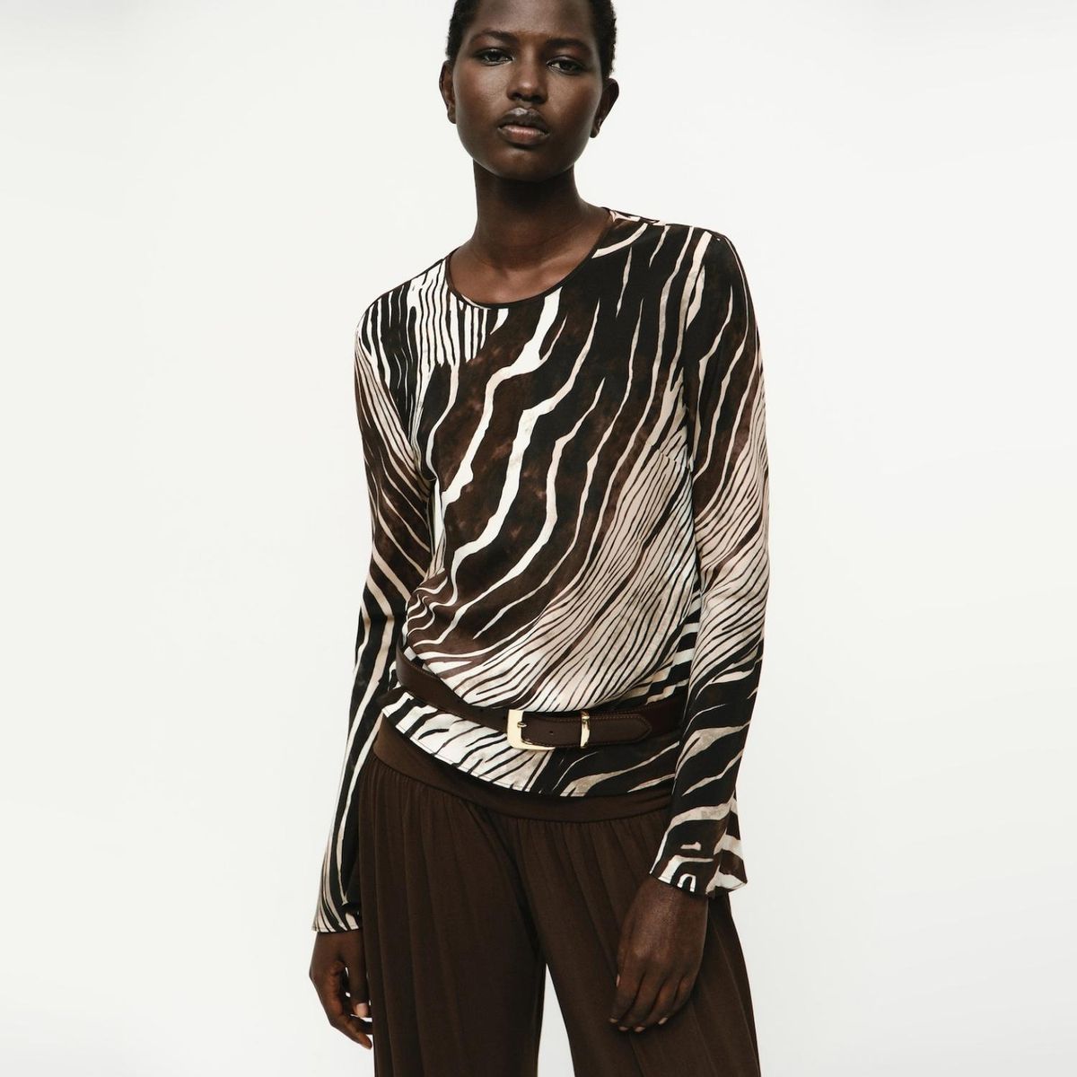MANGO - Blusa Estampado Cebra Mujer Mango