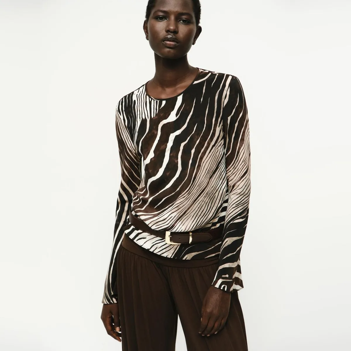 MANGO - Blusa Estampado Cebra Mujer Mango
