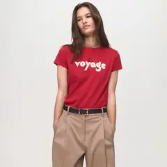 MANGO - Polera Algodón Estampada Mujer