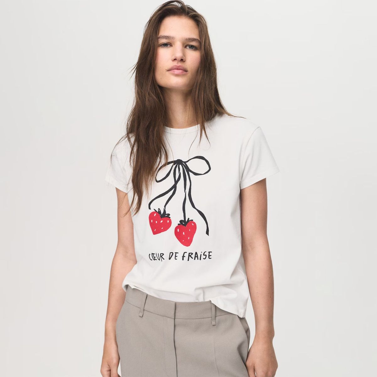 MANGO - Polera Algodón Estampada Mujer Mango