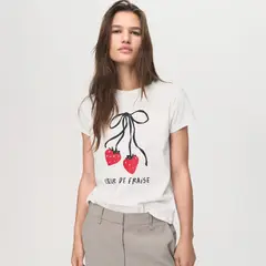 MANGO - Polera Algodón Estampada Mujer