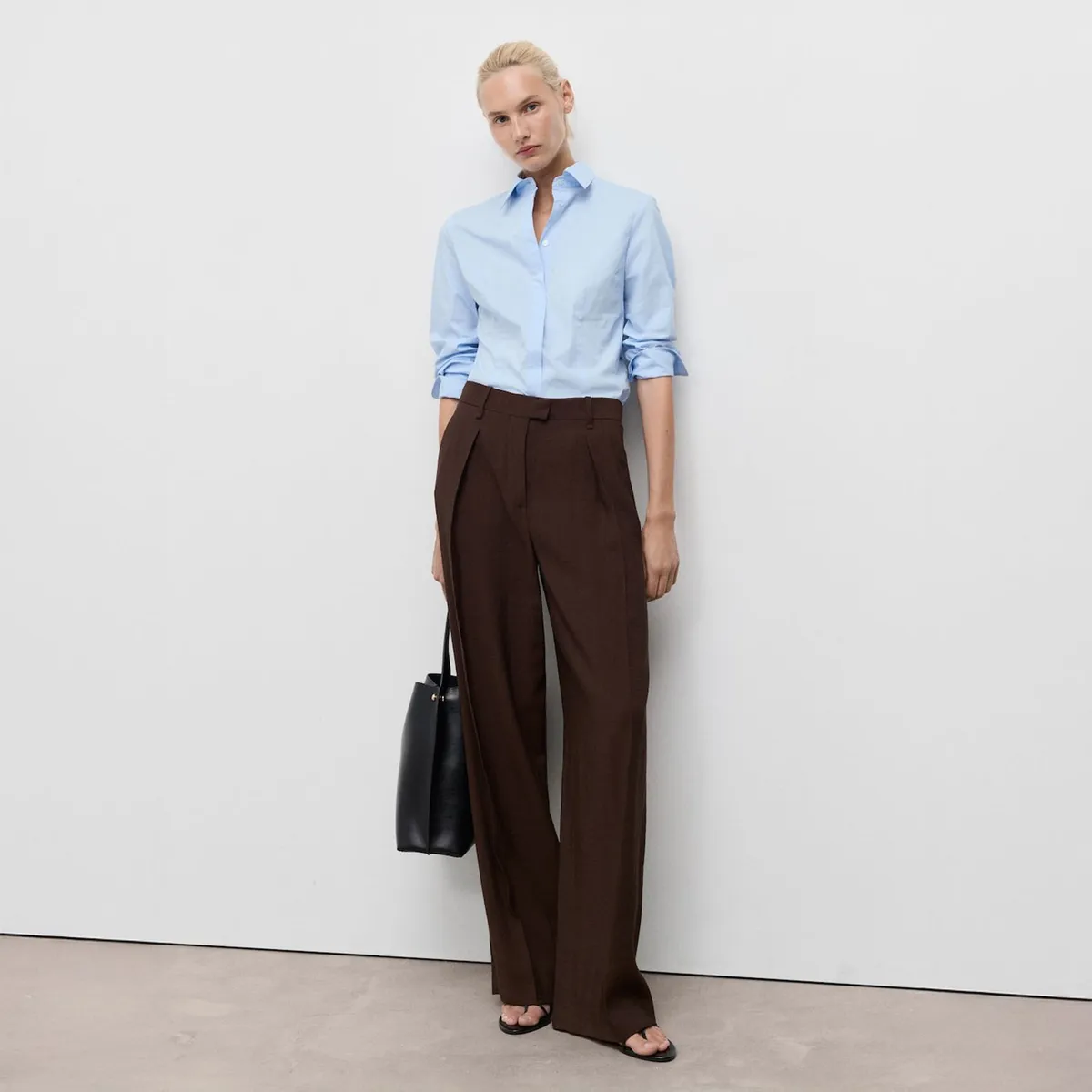 MANGO - Blusa Popelín Entallada Mujer Mango