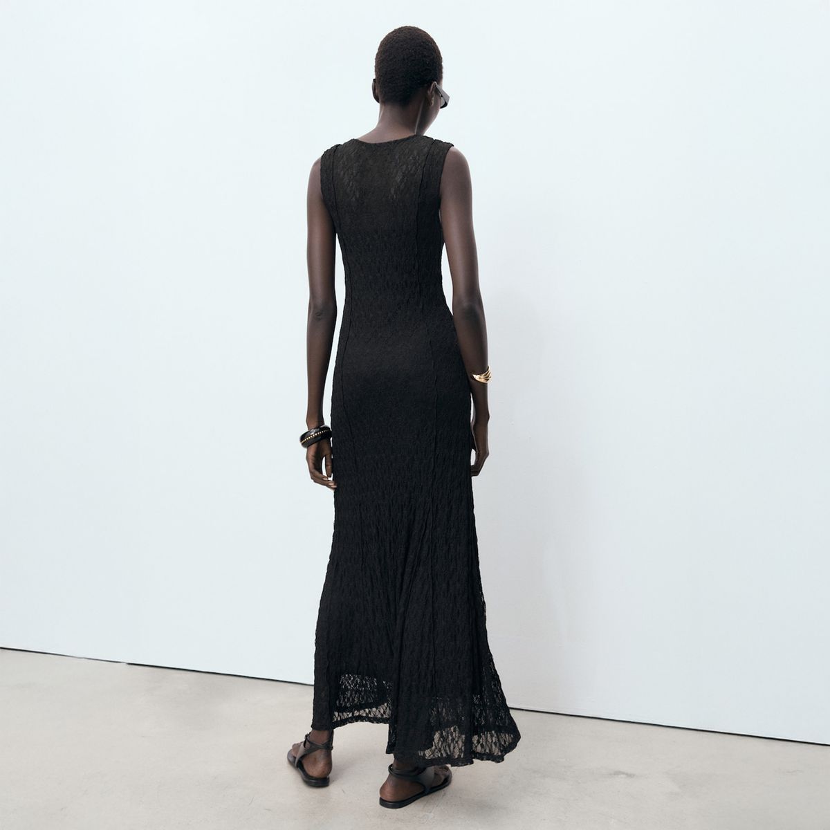 MANGO - Vestido Largo Encaje Mujer Mango