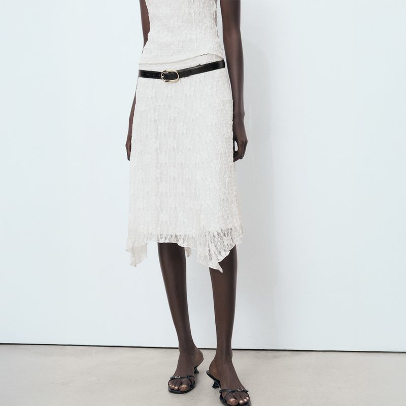 MANGO - Falda Midi Encaje Mujer Mango