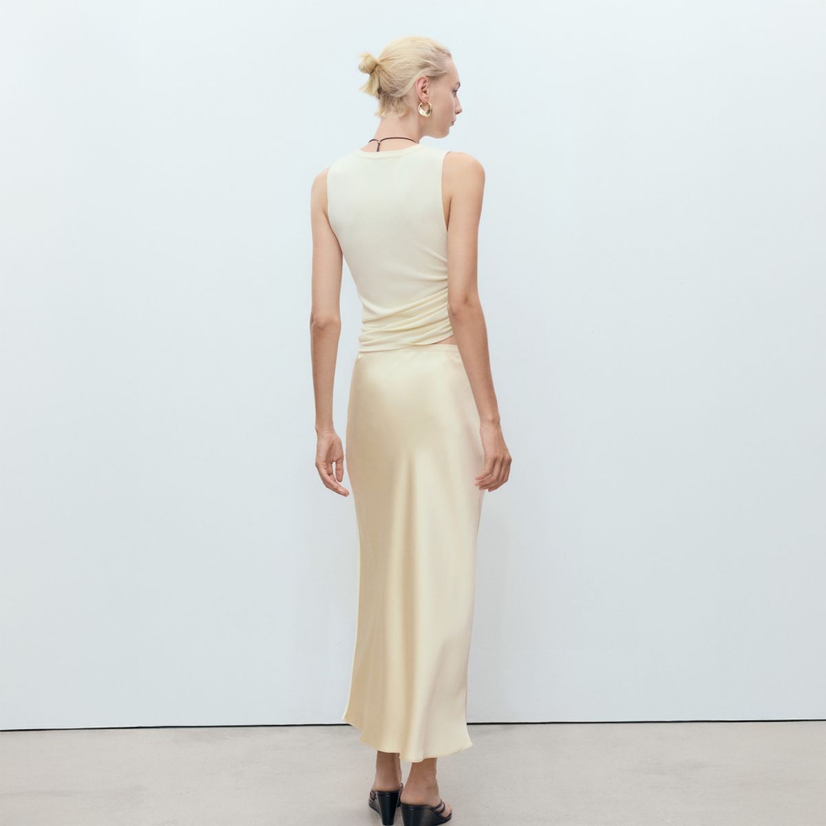 MANGO - Falda Midi Satinada Mujer Mango