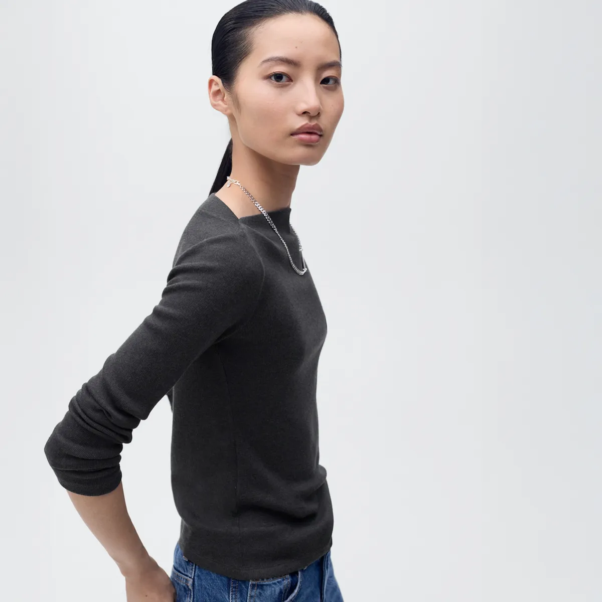 MANGO - Polera Cuello Barco Mujer Mango