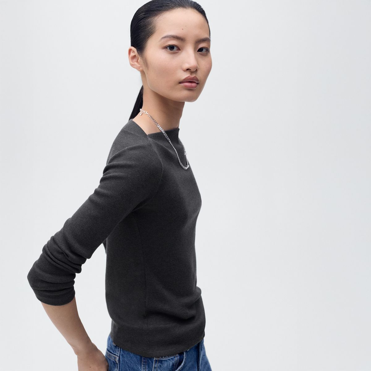 MANGO - Polera Cuello Barco Mujer Mango