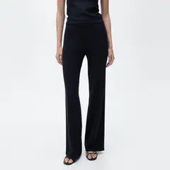 MANGO - Pantalón Wideleg Punto Fino Mujer