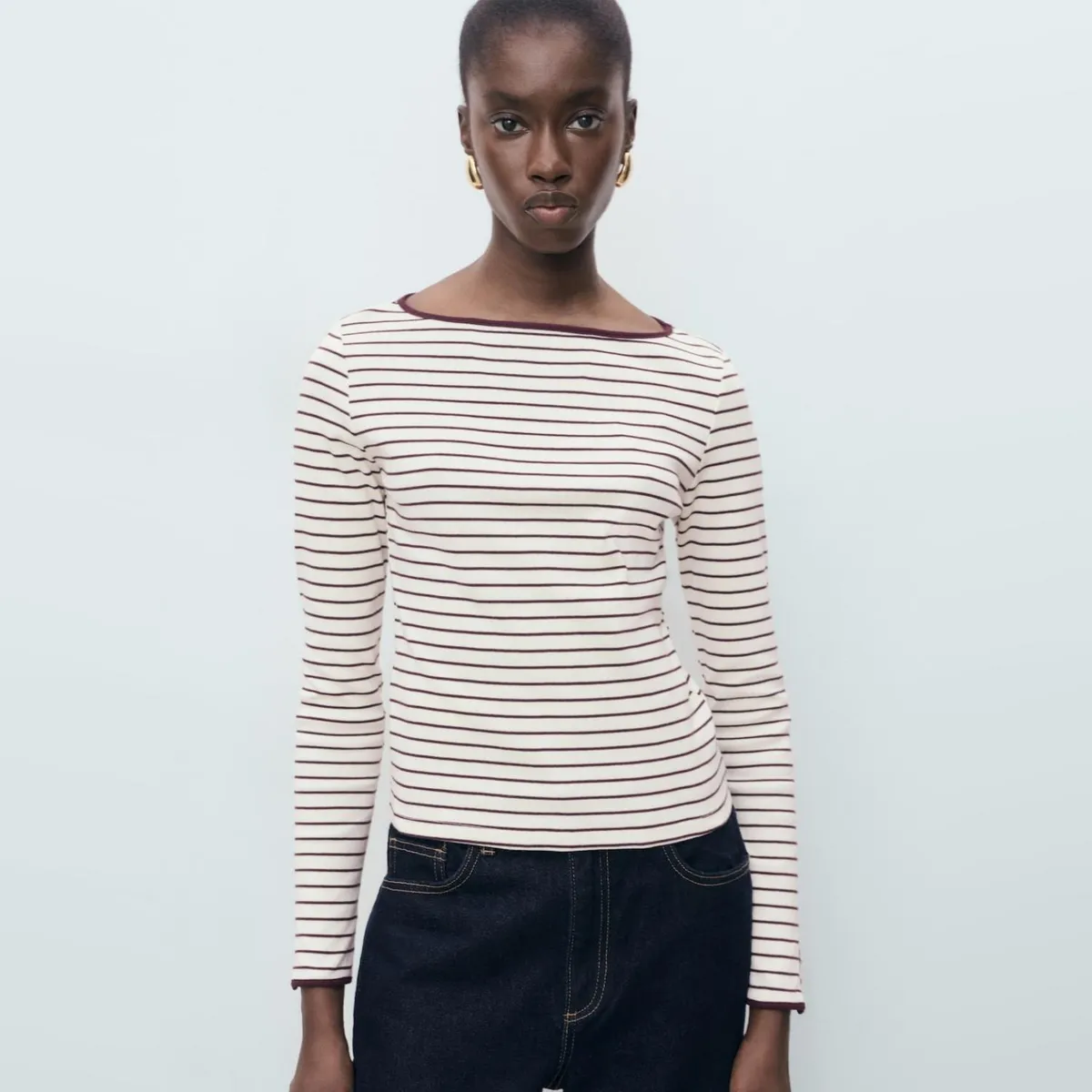 MANGO - Polera Algodón Puños Abotonados Mujer Mango