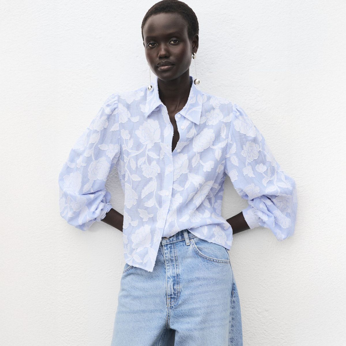 MANGO - Blusa Rayas Detalles Bordados Mujer Mango