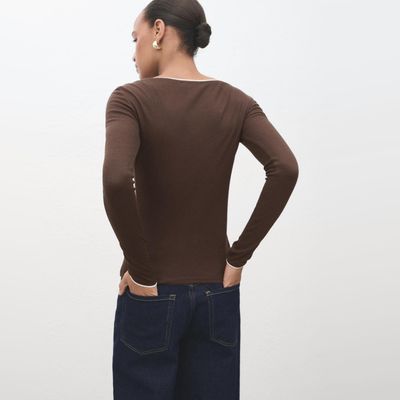 Imagen 2 del producto Polera Combinada Cuello Pico Mujer