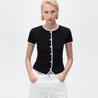 Polera Algodón Ribetes Contraste Mujer