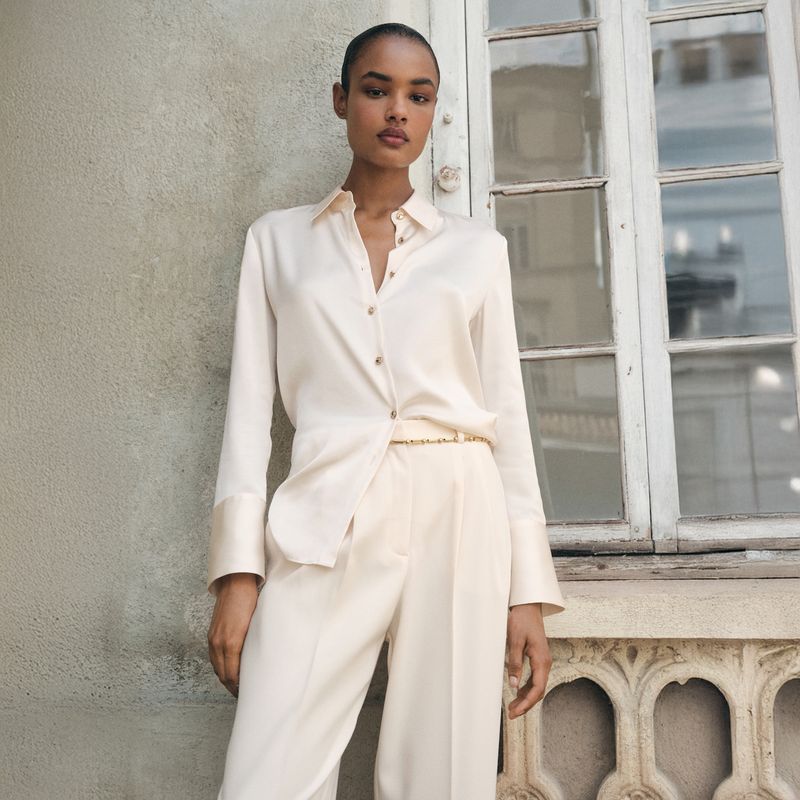 MANGO - Camisa Fluida Satinada Mujer Mango