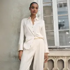 MANGO - Blusa Fluida Satinada Mujer