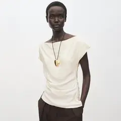 MANGO - Blusa Modal Cuello Asimétrico Mujer