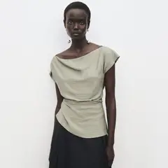 MANGO - Blusa Modal Cuello Asimétrico Mujer