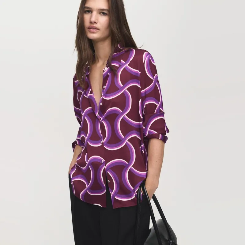 MANGO - Camisa Estampado Abstracto Mujer Mango