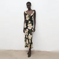 Vestido Floral Detalle Volante Mujer