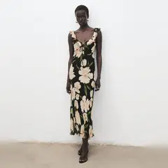 MANGO - Vestido Floral Detalle Volante Mujer