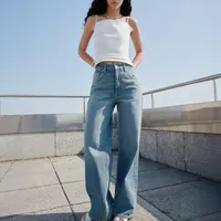 Jeans Straight Tiro Medio Mujer