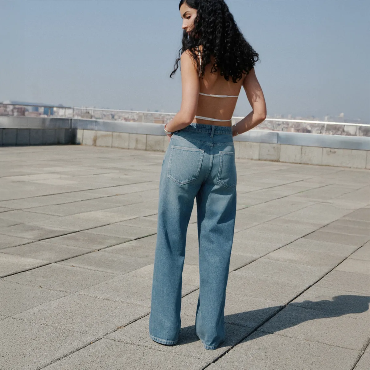 MANGO - Jeans Straight Tiro Medio Mujer Mango