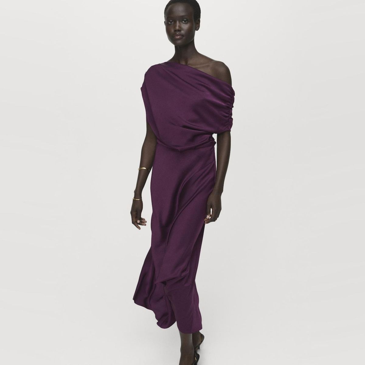 MANGO - Vestido Satinado Asimétrico Mujer Mango