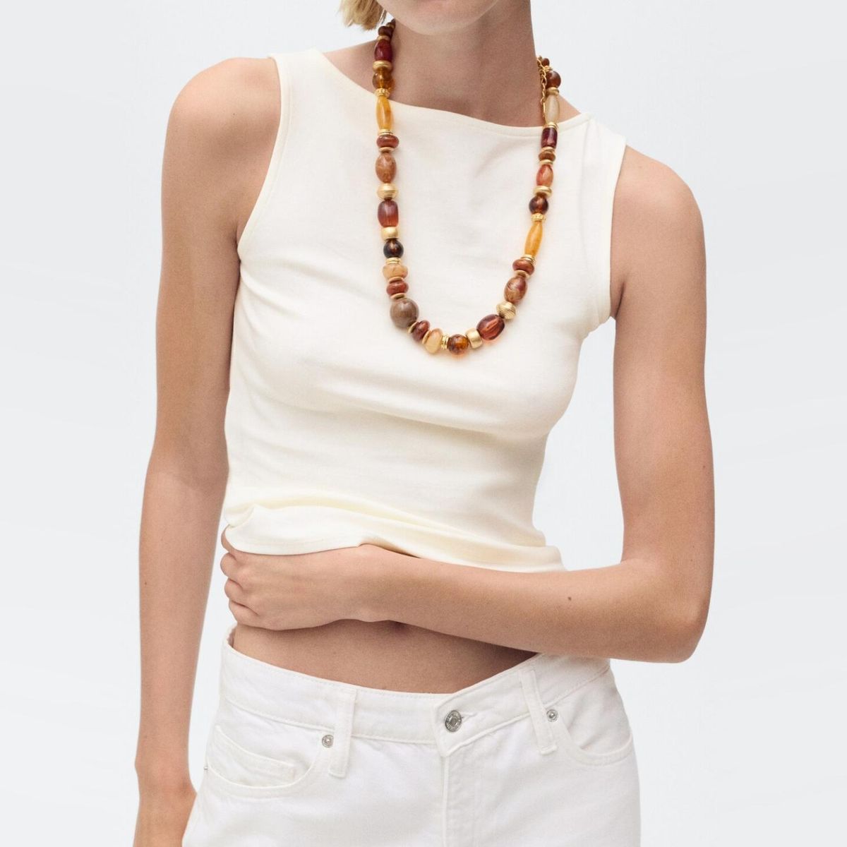 MANGO - Polera Algodón Liso Tirantes Mujer Mango