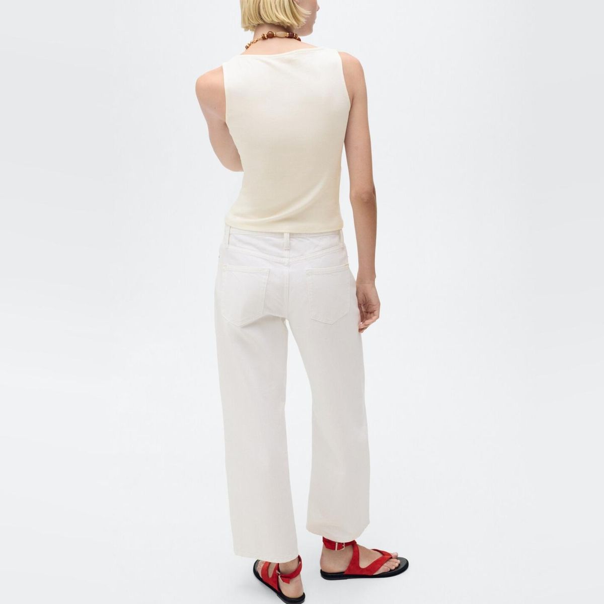 MANGO - Polera Algodón Liso Tirantes Mujer Mango