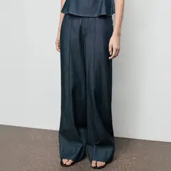 MANGO - Pantalón Denim Wide Leg Costuras Mujer