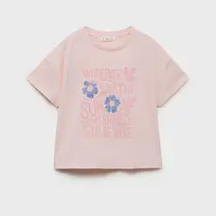 MANGO KIDS - Polera Estampada Manga Corta Niña