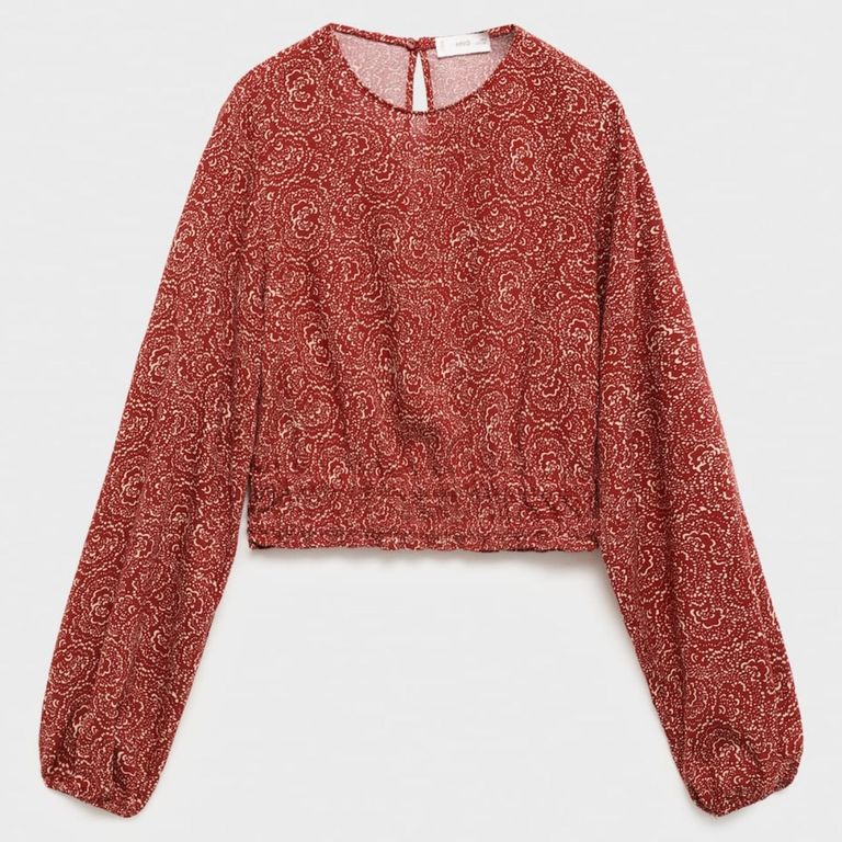 MANGO KIDS Blusa Manga Abullonada Estampada Niña