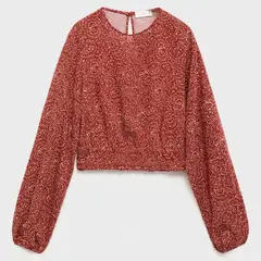 MANGO KIDS - Blusa Manga Abullonada Estampada Niña