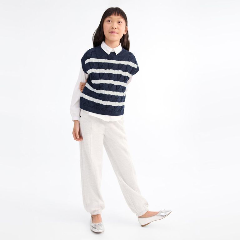 MANGO KIDS Chaleco Punto Trenzado Niña