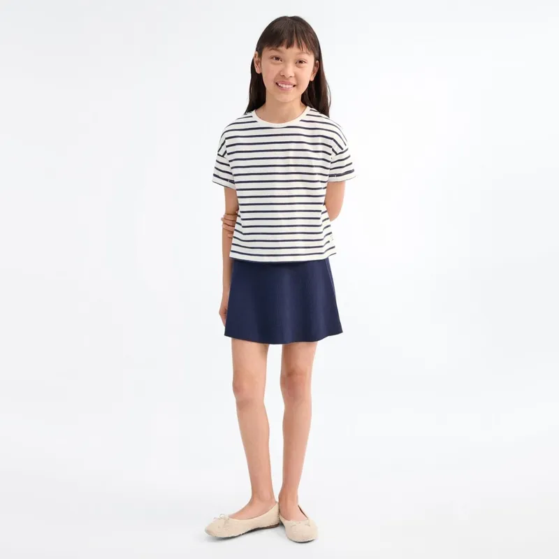 MANGO KIDS - Polera Manga Corta Rayas Niña Mango Kids