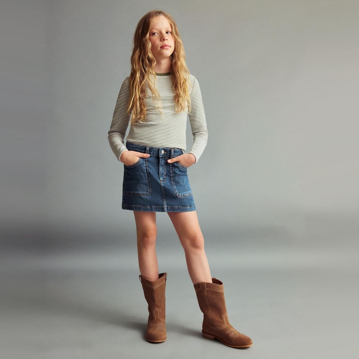 MANGO KIDS - Falda Denim Algodón Niña Mango Kids
